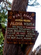 Koki beach warning sign
