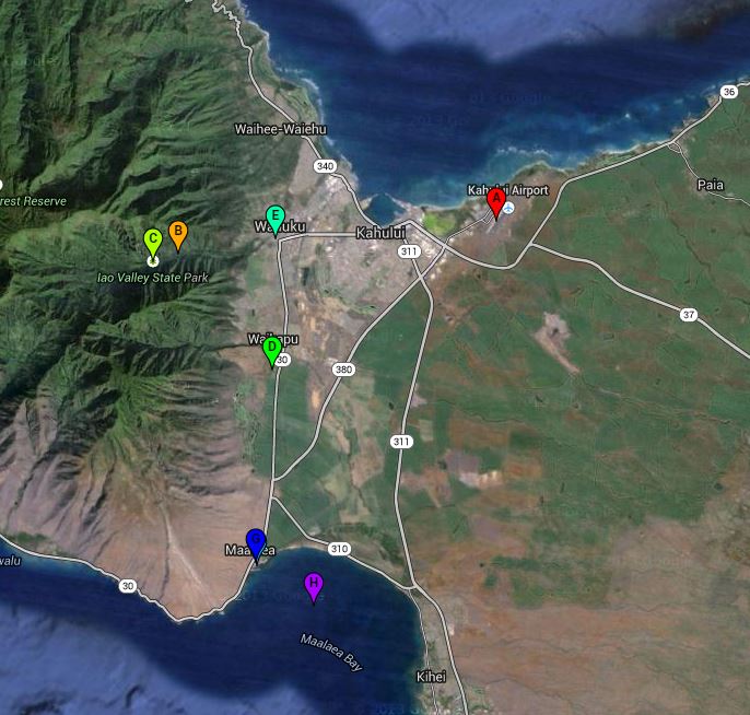 Maui Central Area Google Map Image