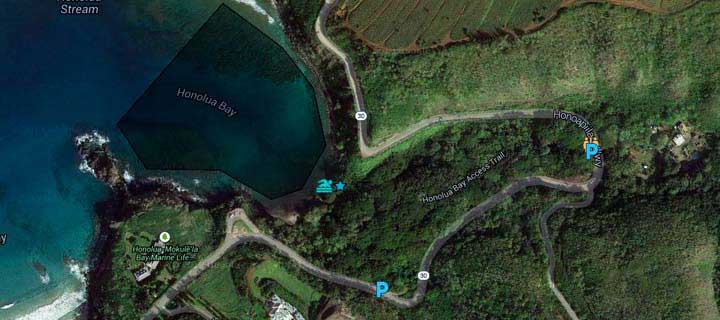 Snorkel Honolua Bay Google  Map