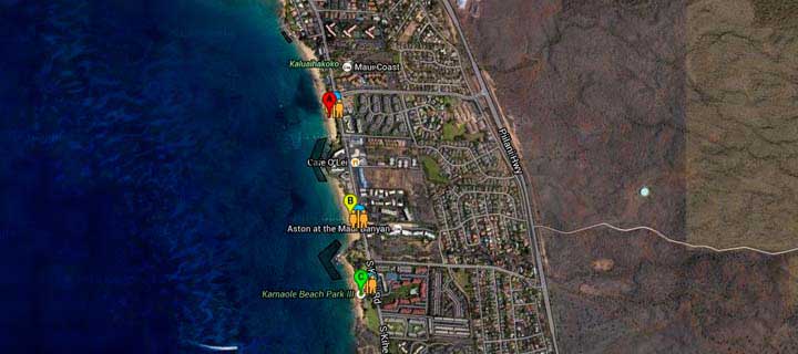Snorkel Kamaole Beaches Google   Map 