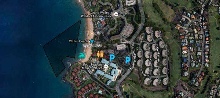 Snorkel Wailea Beach Google Map 